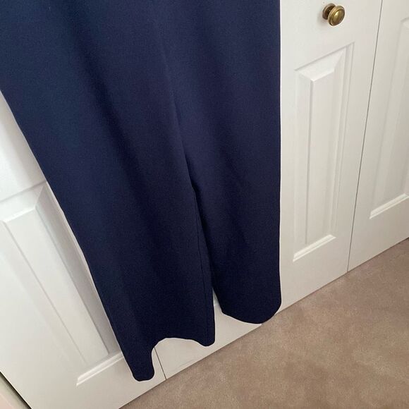 Eliza J Ruffled Sleeveless Jumpsuit V Neck Size‎ 6 Navy - Picture 3 of 9